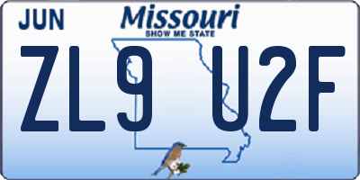 MO license plate ZL9U2F