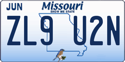 MO license plate ZL9U2N