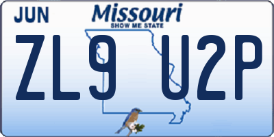 MO license plate ZL9U2P