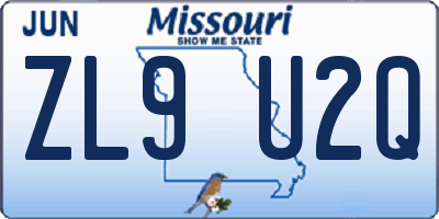 MO license plate ZL9U2Q