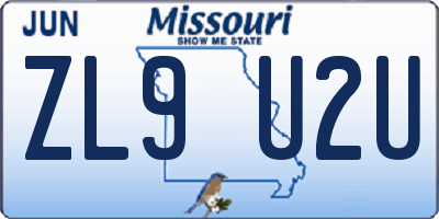 MO license plate ZL9U2U