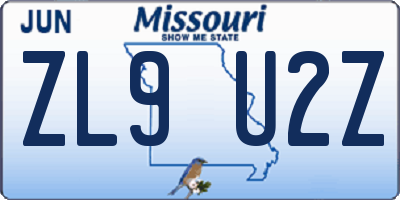MO license plate ZL9U2Z