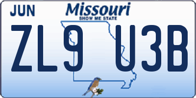 MO license plate ZL9U3B