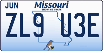 MO license plate ZL9U3E