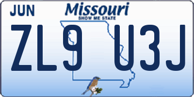 MO license plate ZL9U3J