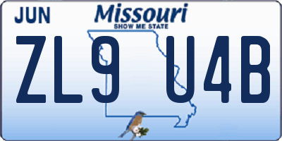 MO license plate ZL9U4B