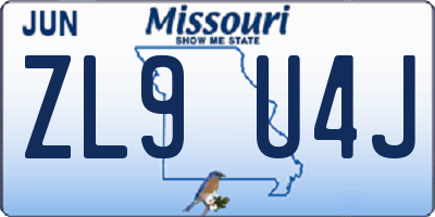 MO license plate ZL9U4J