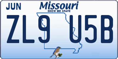 MO license plate ZL9U5B