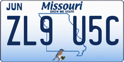 MO license plate ZL9U5C