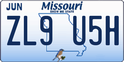 MO license plate ZL9U5H