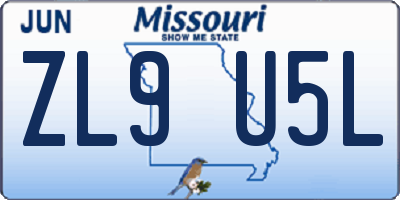MO license plate ZL9U5L