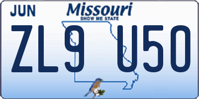 MO license plate ZL9U5O