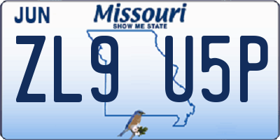 MO license plate ZL9U5P