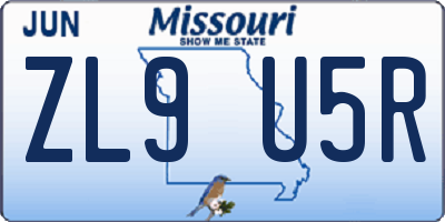 MO license plate ZL9U5R