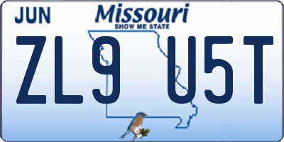 MO license plate ZL9U5T