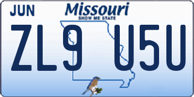 MO license plate ZL9U5U
