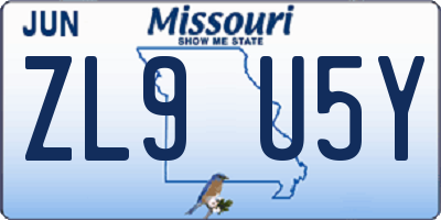 MO license plate ZL9U5Y