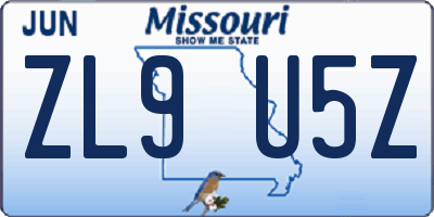 MO license plate ZL9U5Z