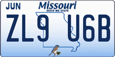 MO license plate ZL9U6B
