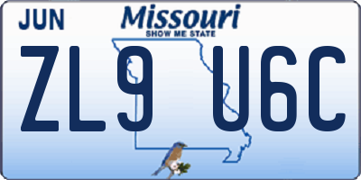 MO license plate ZL9U6C