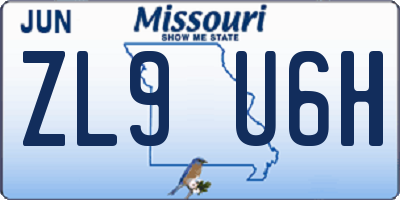 MO license plate ZL9U6H