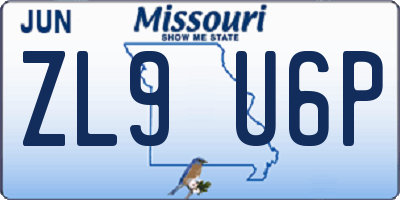 MO license plate ZL9U6P