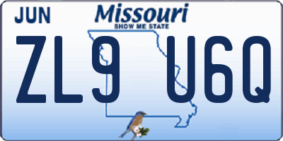 MO license plate ZL9U6Q