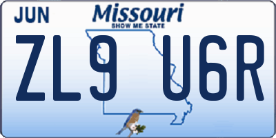 MO license plate ZL9U6R