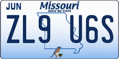 MO license plate ZL9U6S