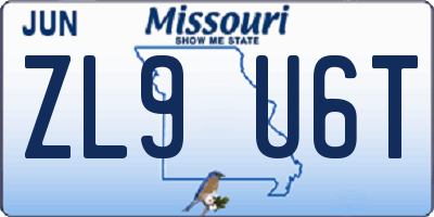 MO license plate ZL9U6T