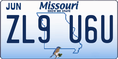 MO license plate ZL9U6U