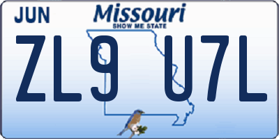 MO license plate ZL9U7L