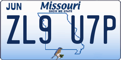 MO license plate ZL9U7P