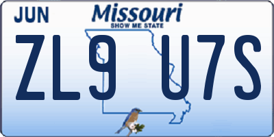 MO license plate ZL9U7S