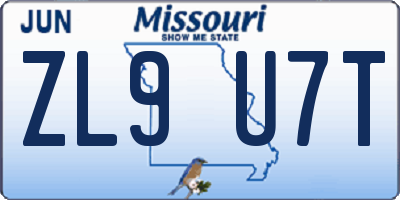 MO license plate ZL9U7T
