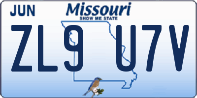 MO license plate ZL9U7V