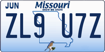 MO license plate ZL9U7Z