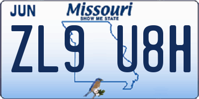 MO license plate ZL9U8H
