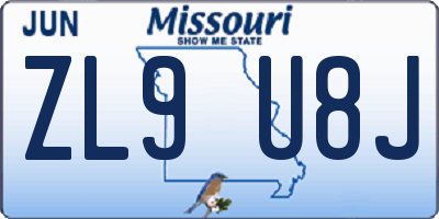 MO license plate ZL9U8J
