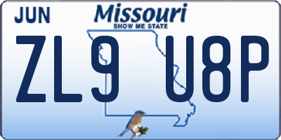 MO license plate ZL9U8P