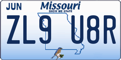 MO license plate ZL9U8R