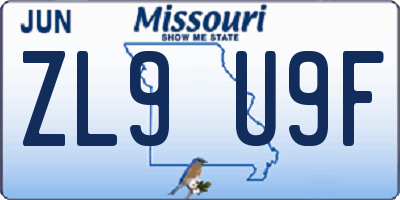 MO license plate ZL9U9F