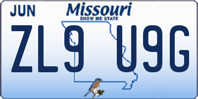MO license plate ZL9U9G