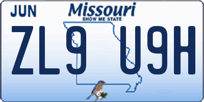 MO license plate ZL9U9H