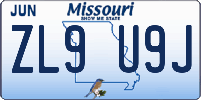 MO license plate ZL9U9J