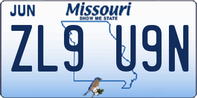 MO license plate ZL9U9N