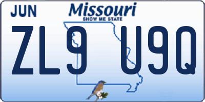 MO license plate ZL9U9Q