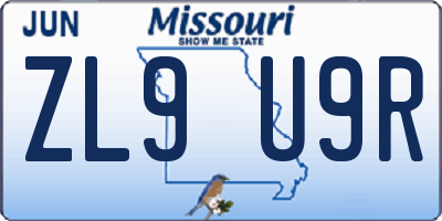 MO license plate ZL9U9R