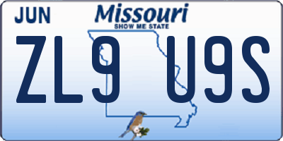 MO license plate ZL9U9S