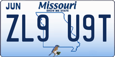 MO license plate ZL9U9T